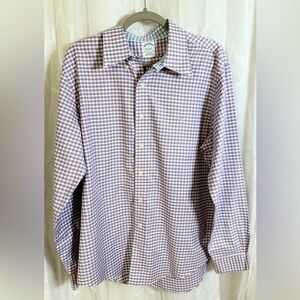 Brooks Brothers | Lavender and White Gingham Button-Down Shirt | Pastel | Size L